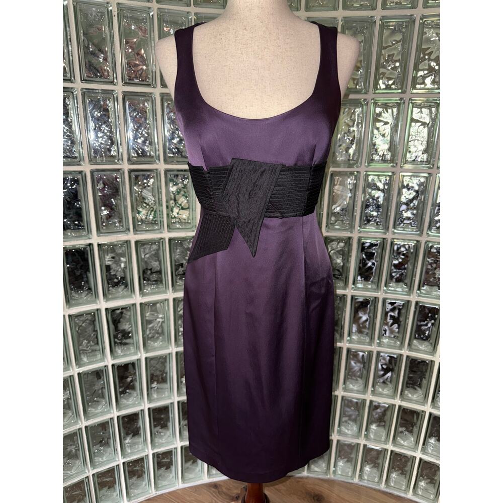 Kay Unger Eggplant Dress with Black bow - size 6